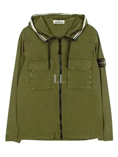 Wappen Patch Old Treatment Hooded Zip Up Olive Green - STONE ISLAND - BALAAN 2