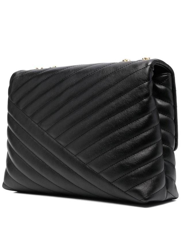 Kira Chevron Convertible Shoulder Bag Black - TORY BURCH - BALAAN 3