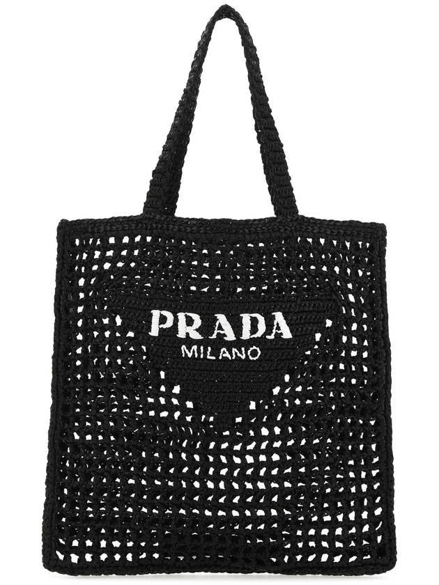 Crochet Tote Bag Black - PRADA - BALAAN 1