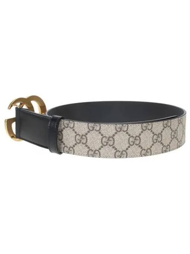 GG Buckle Leather Belt Black Beige - GUCCI - BALAAN 4