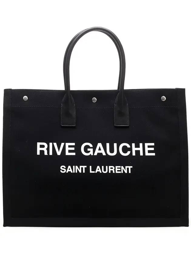 Rive Gauche Cotton Canvas Tote Bag Black - SAINT LAURENT - BALAAN 1