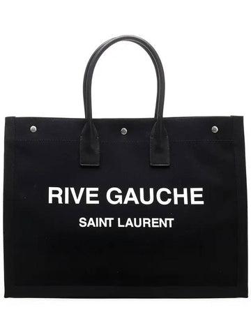 Rive Gauche Cotton Canvas Tote Bag Black - SAINT LAURENT - BALAAN 1