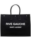 Rive Gauche Cotton Canvas Tote Bag Black - SAINT LAURENT - BALAAN 1