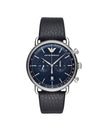 Aviator Chronograph Quartz Leather Watch Blue - EMPORIO ARMANI - BALAAN.