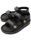 Kira Sports Logo Leather Sandals Black - TORY BURCH - BALAAN 2