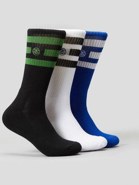 AU Australia SS LINK Striped Socks 3 Pack ST7235011 Multi MENS ONE SIZE - STUSSY - BALAAN 1