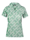 Women's Solange 3D Lip Monogram Short Sleeve PK Shirt Green - J.LINDEBERG - BALAAN 2