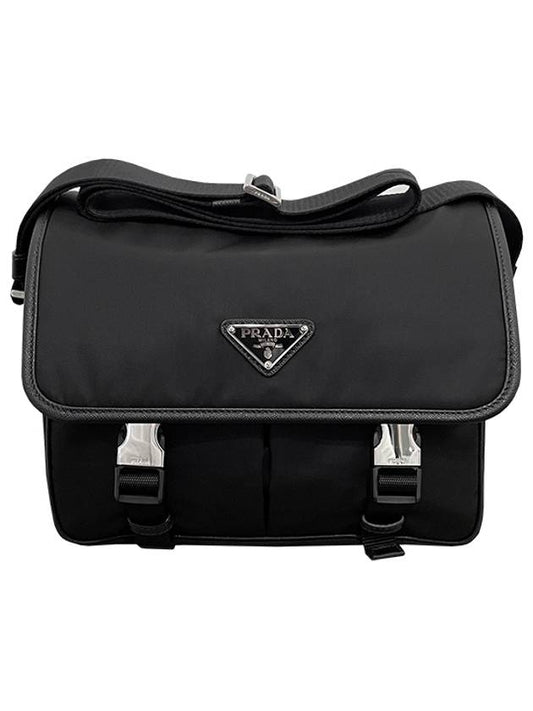 Re-Nylon Saffiano Leather Shoulder Bag Black - PRADA - BALAAN 2