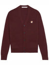 Fox Head Patch Classic Wool Cardigan Wine - MAISON KITSUNE - BALAAN 2