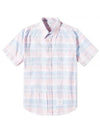 short sleeve button-down madras check shirt light pink MWS239A F0171 680 - THOM BROWNE - BALAAN.