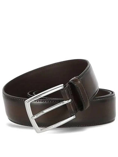 Stitching Detail Leather Belt Brown - HUGO BOSS - BALAAN 2