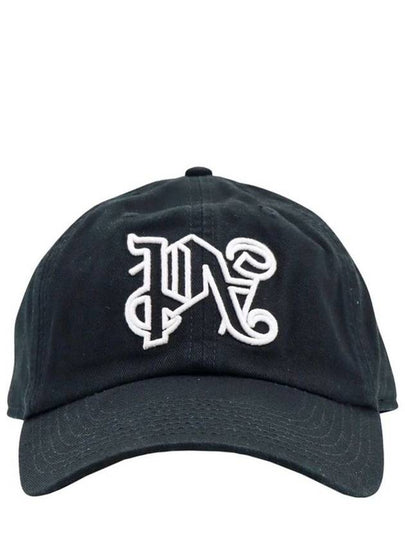 Embroidered Monogram Base Ball Cap Black - PALM ANGELS - BALAAN 2