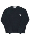 B60293 DARK NAVY MELANGE logo embroidery men s knit - ACNE STUDIOS - BALAAN 2