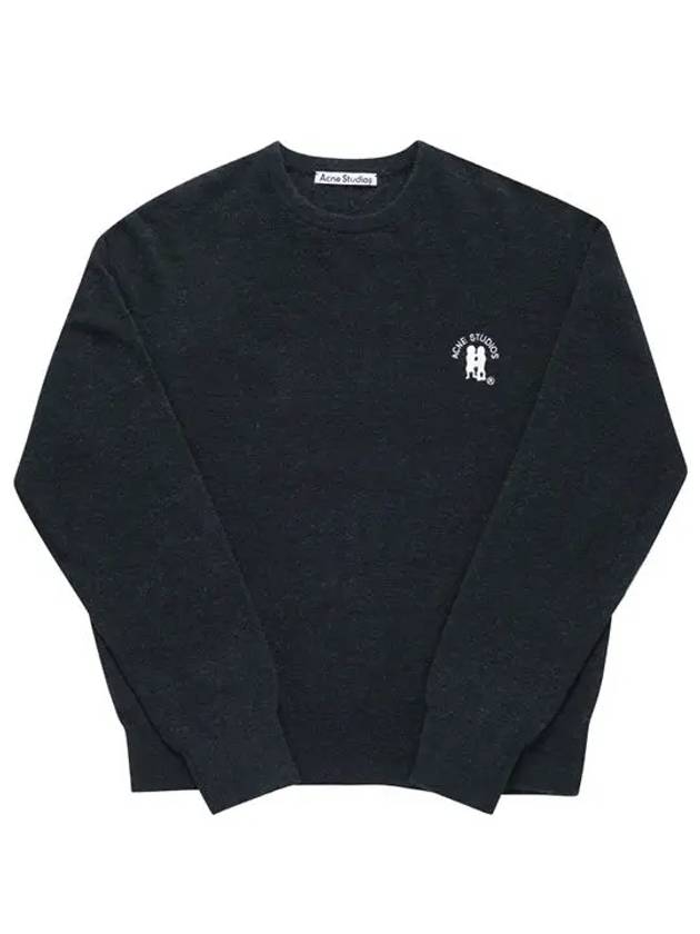 B60293 DARK NAVY MELANGE embroidery logo men s knit - ACNE STUDIOS - BALAAN 3