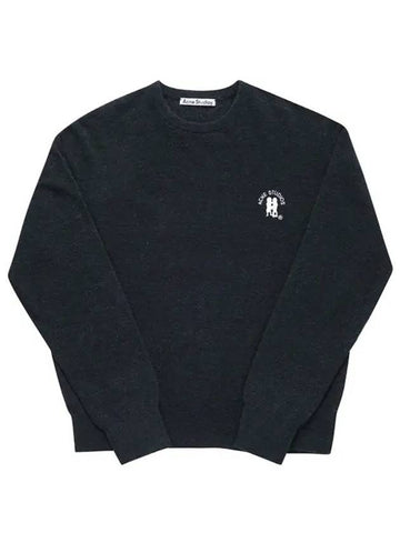 Knit B60293 DARK NAVY MELANGE embroidered logo melange men's knit - ACNE STUDIOS - BALAAN 1