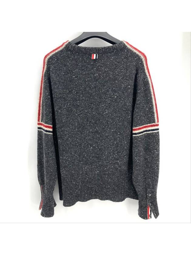 Mohair armband striped crew neck knit - THOM BROWNE - BALAAN 5