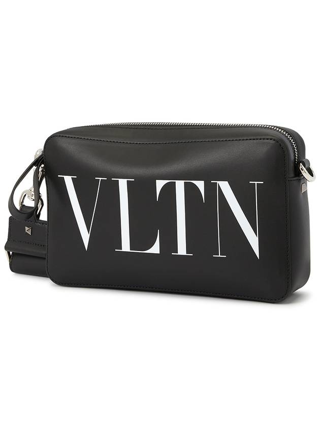 VLTN Logo Leather Cross Bag Black - VALENTINO - BALAAN 3