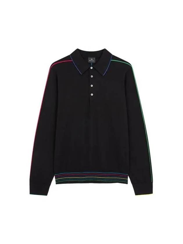 PS color combination line polo knit black 271660 - PAUL SMITH - BALAAN 1