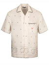 Men's Ronin Linen Button Down Short Sleeve Shirt Ivory - MALBON GOLF - BALAAN 2