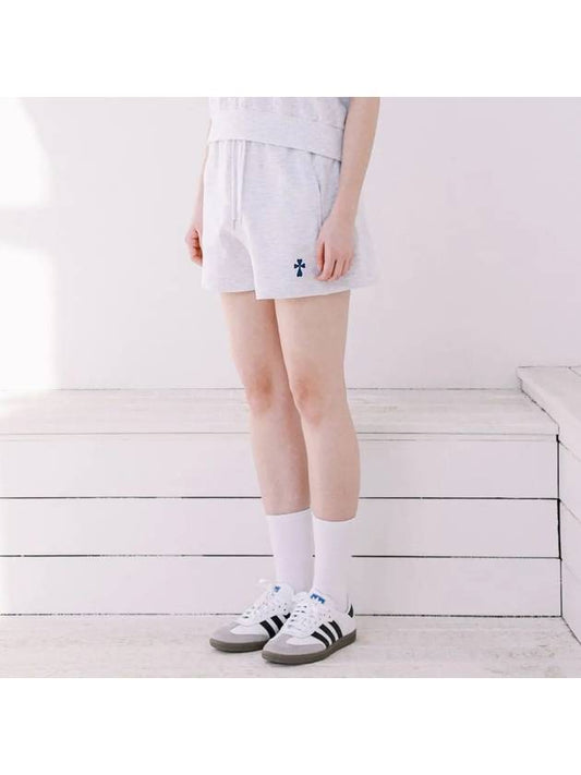 Woman Hank Logo Shorts White Melange Gray - MACASITE - BALAAN 2