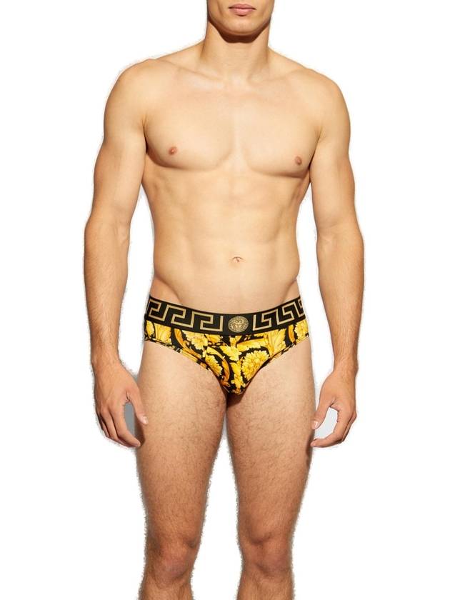 Men's Greca Border Barocco Print Briefs Yellow - VERSACE - BALAAN 3