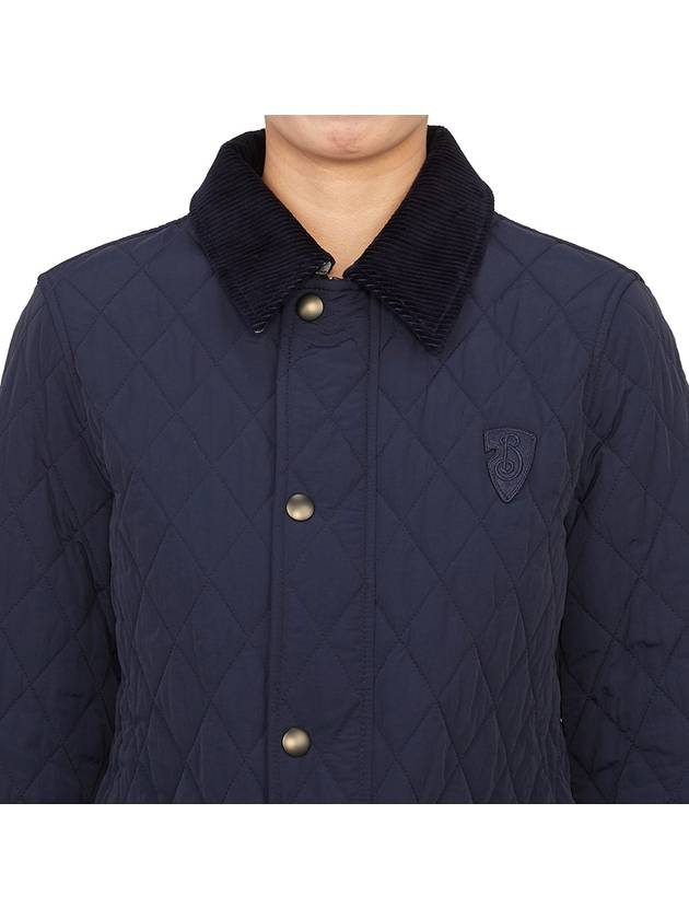 Corduroy Collar Quilted Jacket Navy - BURBERRY - BALAAN 8