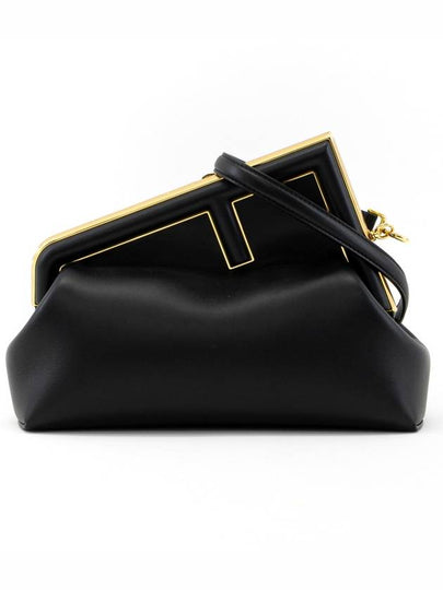 First Midi Leather Shoulder Bag Black - FENDI - BALAAN 2