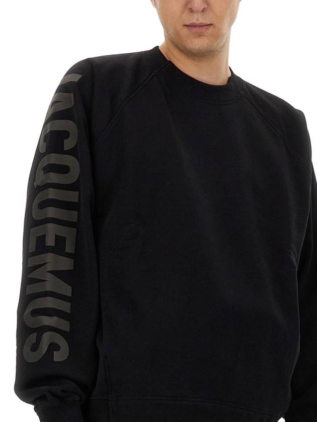 Le Typo Logo Print Cotton Sweatshirt Black - JACQUEMUS - BALAAN 5