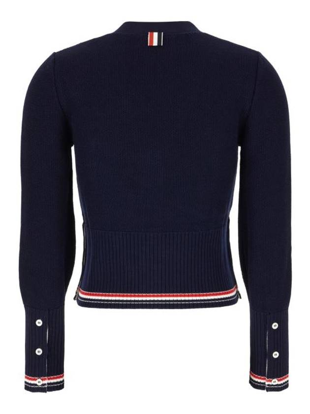 Classic Cotton V Neck Cardigan Navy - THOM BROWNE - BALAAN 3