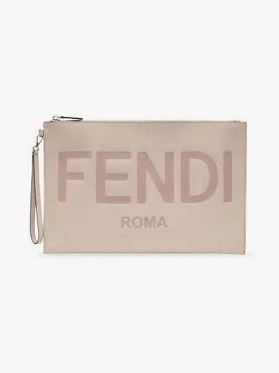 Logo Large Flat Clutch Bag Pink - FENDI - BALAAN 2