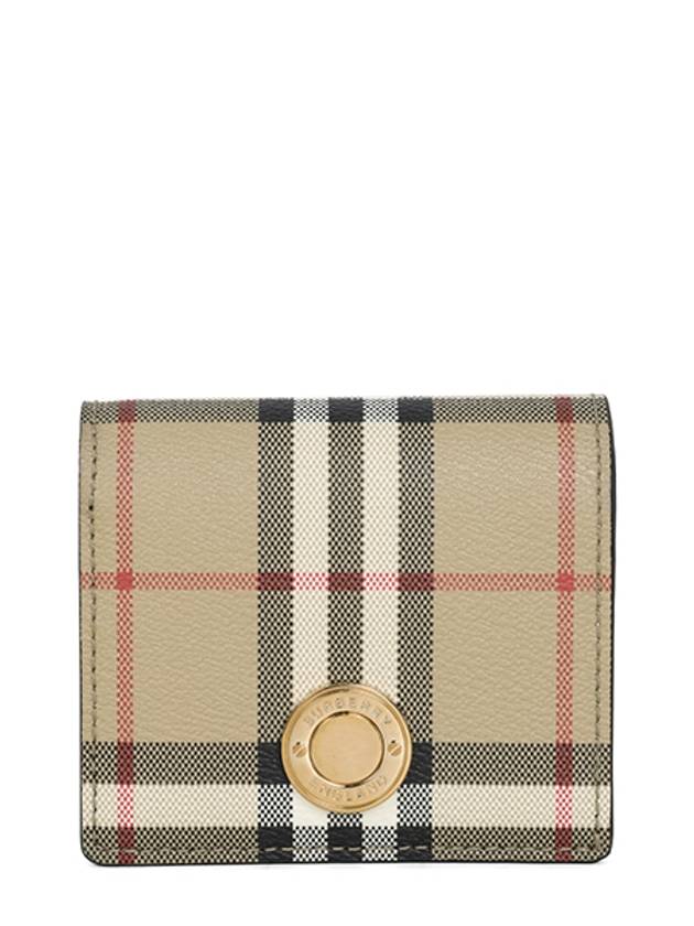 Engraved Logo Check Half Wallet Archive Beige - BURBERRY - BALAAN 2