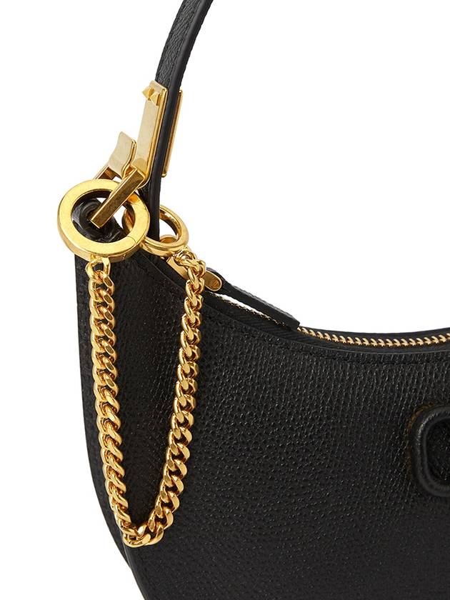 V Logo Hobo Leather Shoulder Bag Black - VALENTINO - BALAAN 10