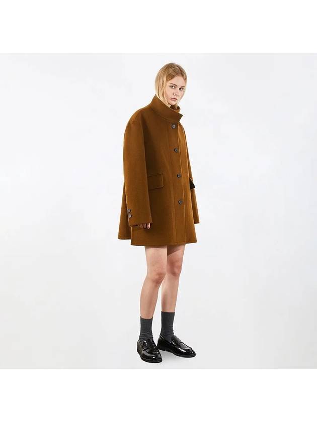 Oversized China Collar Half Coat Camel Brown - VOYONN - BALAAN 2