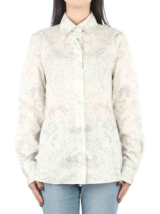 Women's Floral Print Long Sleeve Shirt White - ETRO - BALAAN.