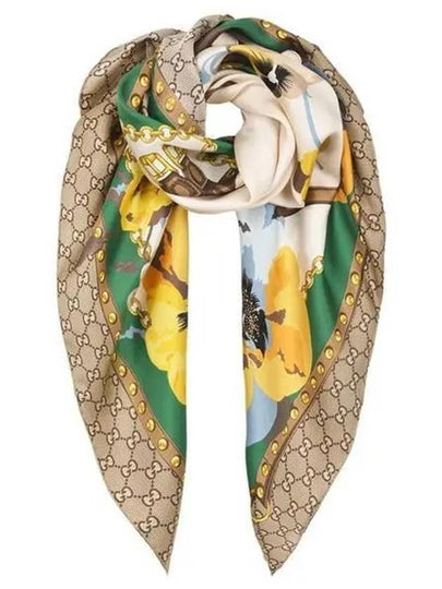 GG Flower Square Silk Scarf - GUCCI - BALAAN 2