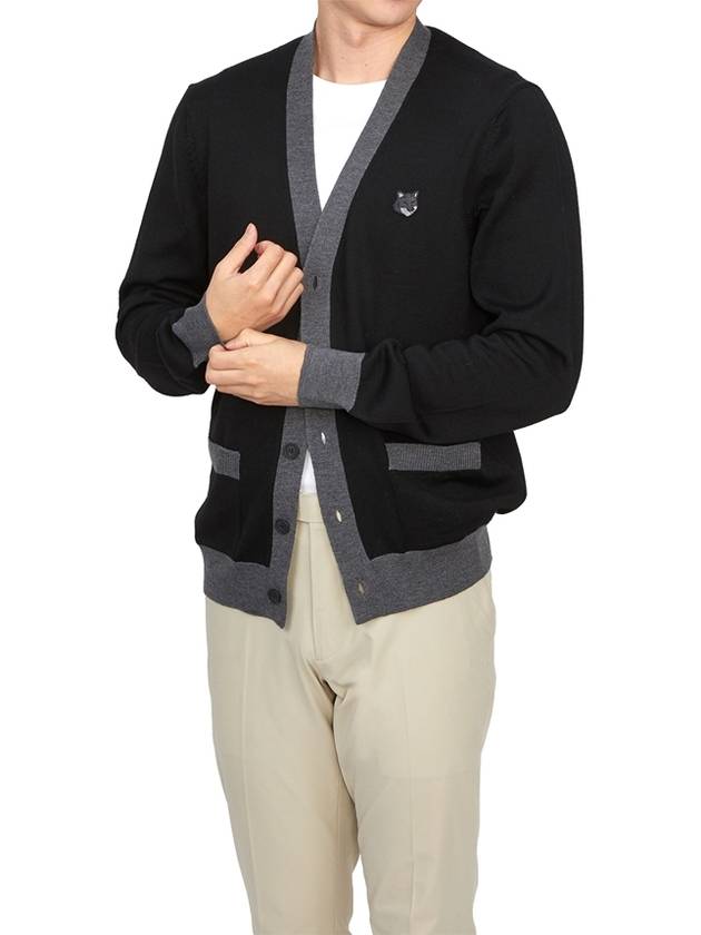 Bold Fox Head Patch Two-Tone Cardigan Black - MAISON KITSUNE - BALAAN 5