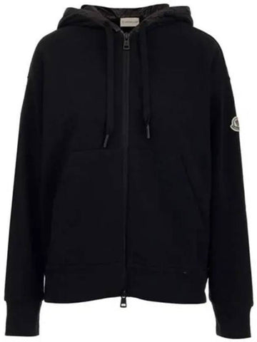 8G00021 899M4 999 Logo Patch Hooded Zip up Black Women s Jacket TJ 270572 - MONCLER - BALAAN 1