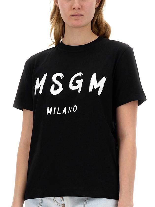 Brushed Logo Short Sleeve T-Shirt Black - MSGM - BALAAN 6