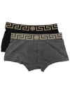 Men's Greca Border Draws 2 Pack Briefs Black Grey - VERSACE - BALAAN 3