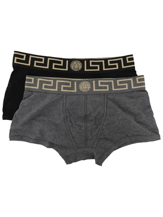 Men's Greca Border Draws 2 Pack Briefs Black Grey - VERSACE - BALAAN 3