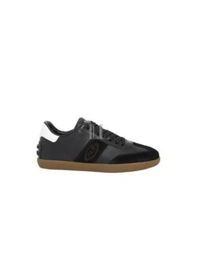 Women's Leather Suede Low Top Sneakers Black - TOD'S - BALAAN 2