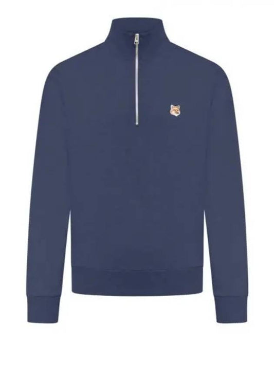 Fox Head Patch Half Zipper Sweatshirt Ink Blue - MAISON KITSUNE - BALAAN 2