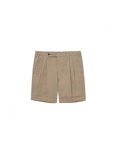 Two Tuck Tapered Bermuda Shorts Beige - SOLEW - BALAAN 2