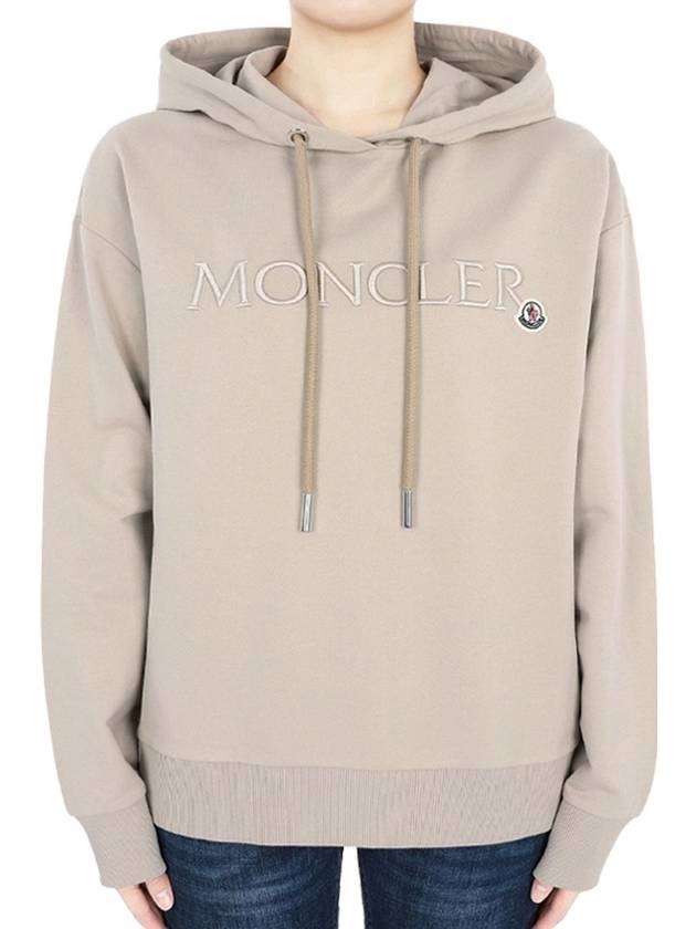 Moncler Women s Embroidered Logo Hooded Sweatshirt Beige 8G00016 89A1K 20J - MONCLER - BALAAN 2