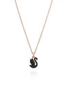 Swan Pendant Metal Necklace Black Rose Gold - SWAROVSKI - BALAAN 3