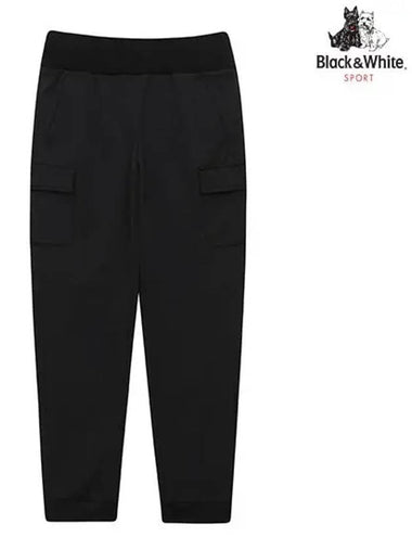 white brushed cargo jogger pants 5053LXWNBLACK - BLACK&WHITE - BALAAN 1