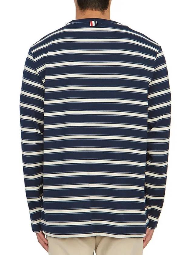 Stripe Jersey Oversized Long Sleeve T-Shirt Navy - THOM BROWNE - BALAAN 5