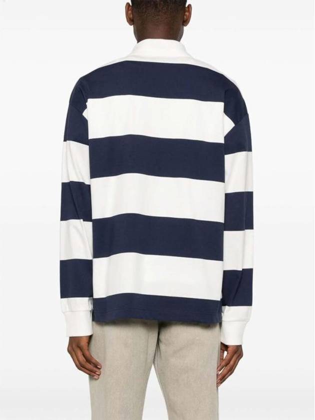 Riley Striped Long Sleeve Polo Shirt Navy White - A.P.C. - BALAAN 3