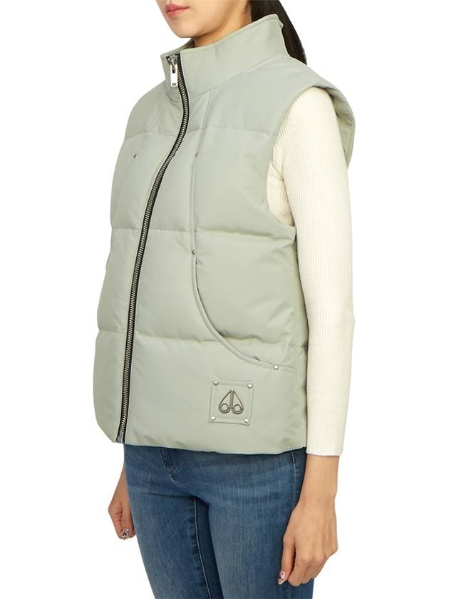 Women's Logo Patch Zipper Padded Vest Light Green - MOOSE KNUCKLES - BALAAN 4