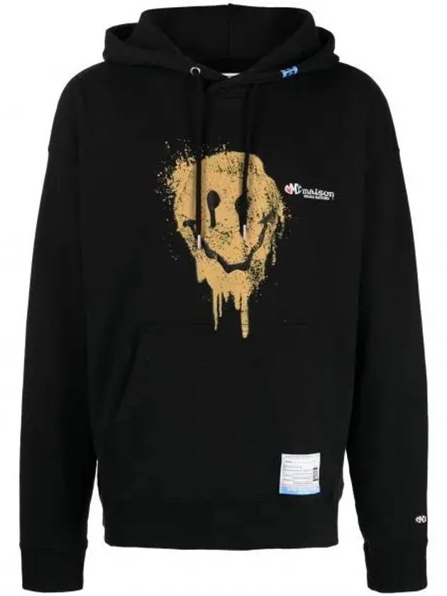 A11HD711 Black Smiley Face Print Hoodie - MIHARA YASUHIRO - BALAAN 1